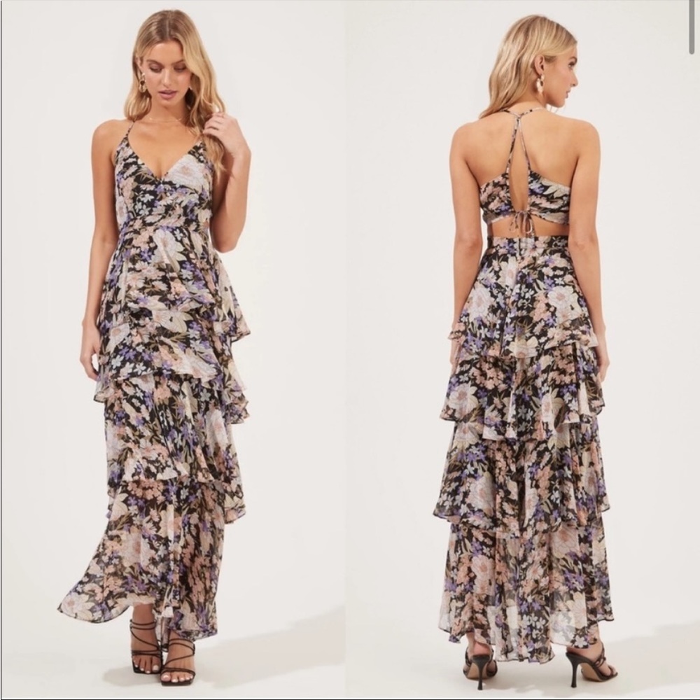NWT ROSANA FLORAL TIERED RUFFLE MAXI DRESS